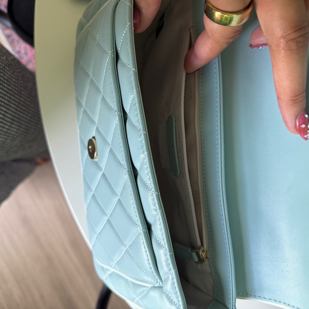 Kate Spade Blue and Gold Quilted Shoulder Bag - Picture 4 of 8
